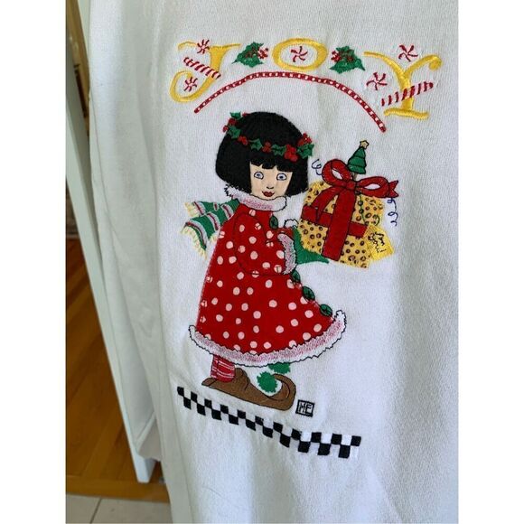 Vintage 90s Mary Engelbreit Artist Christmas Sweatshirt - Picture 2 of 7